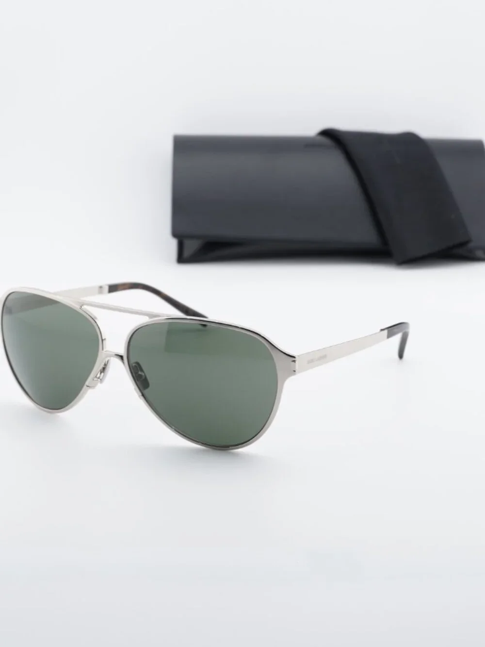 Saint Laurent SL734 002 Sunglasses Silver Aviator Frame, Grey Lenses